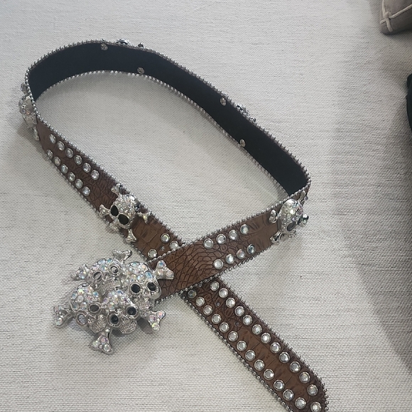 Accessories - Brown Skull Embellished Belt